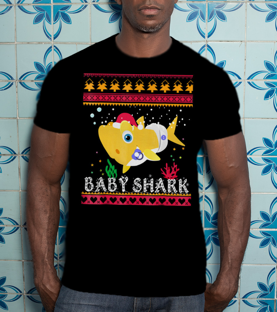 Baby Shark Santa Hat Christmas T-Shirt