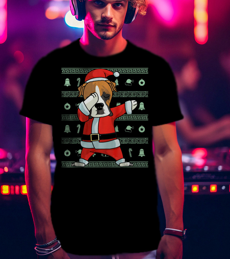 Santa Dabbing Boxer Dog Christmas T-Shirt