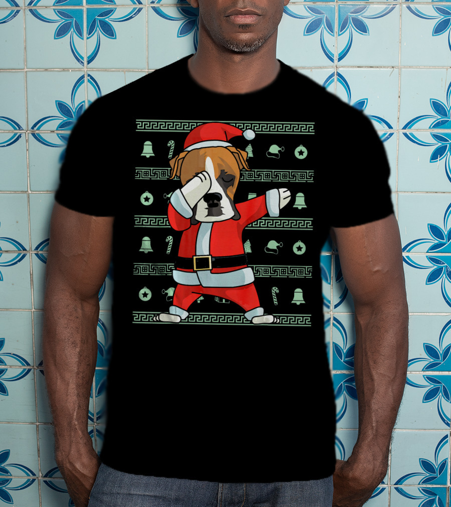 Santa Dabbing Boxer Dog Christmas T-Shirt