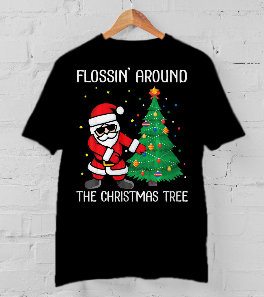 Flossin' Around The Christmas Tree With Santa Claus T-Shirt