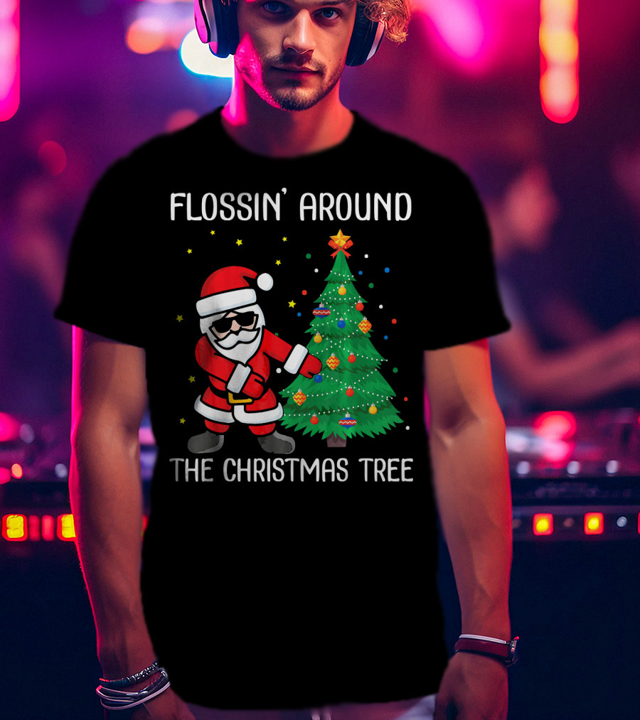 Flossin' Around The Christmas Tree With Santa Claus T-Shirt