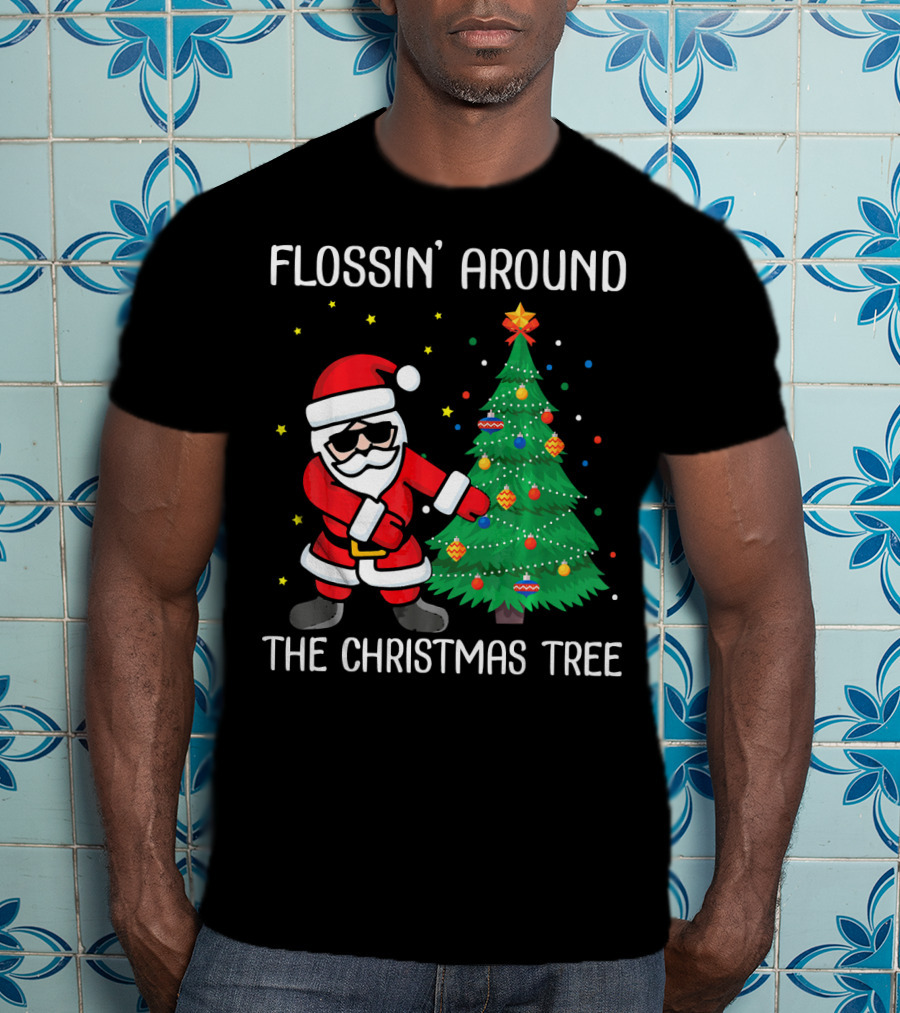 Flossin' Around The Christmas Tree With Santa Claus T-Shirt