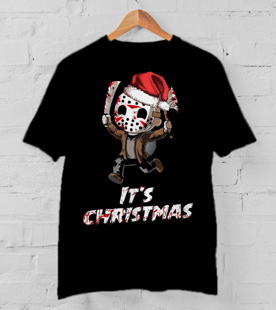 It's Christmas Funny Friday 13th Jason Santa Hat T-Shirt