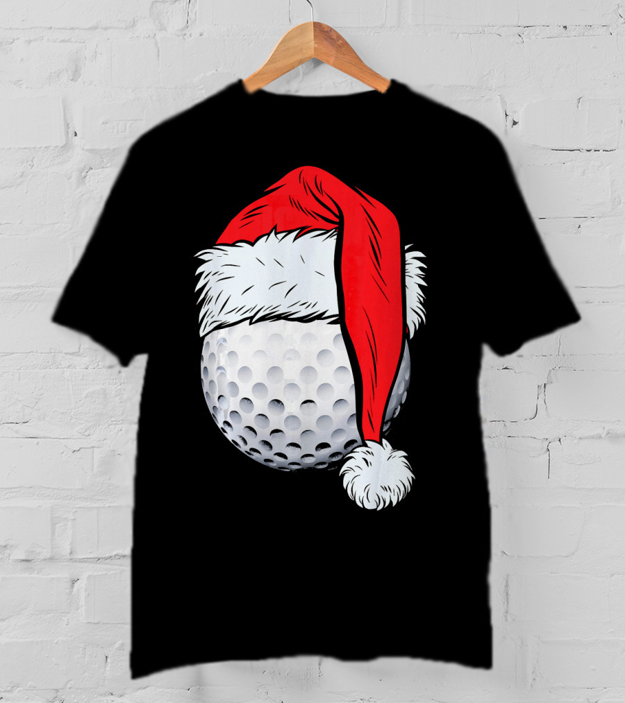 Christmas Golf Ball With Santa Hat T-Shirt
