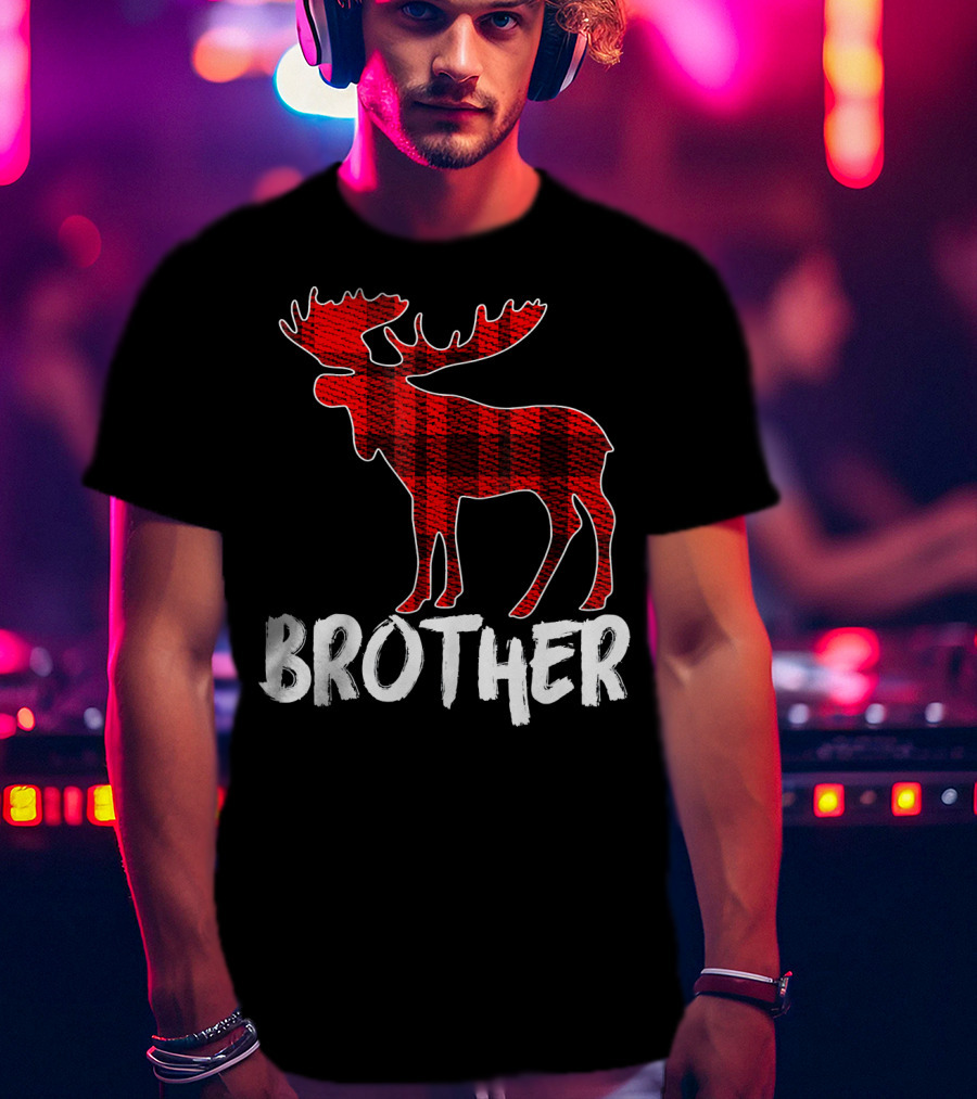 Brother Red Plaid Moose T-Shirt