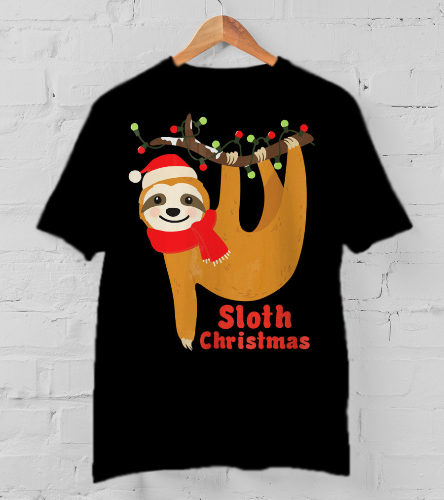 Sloth Christmas Funny Hanging Holiday Sloth T-Shirt