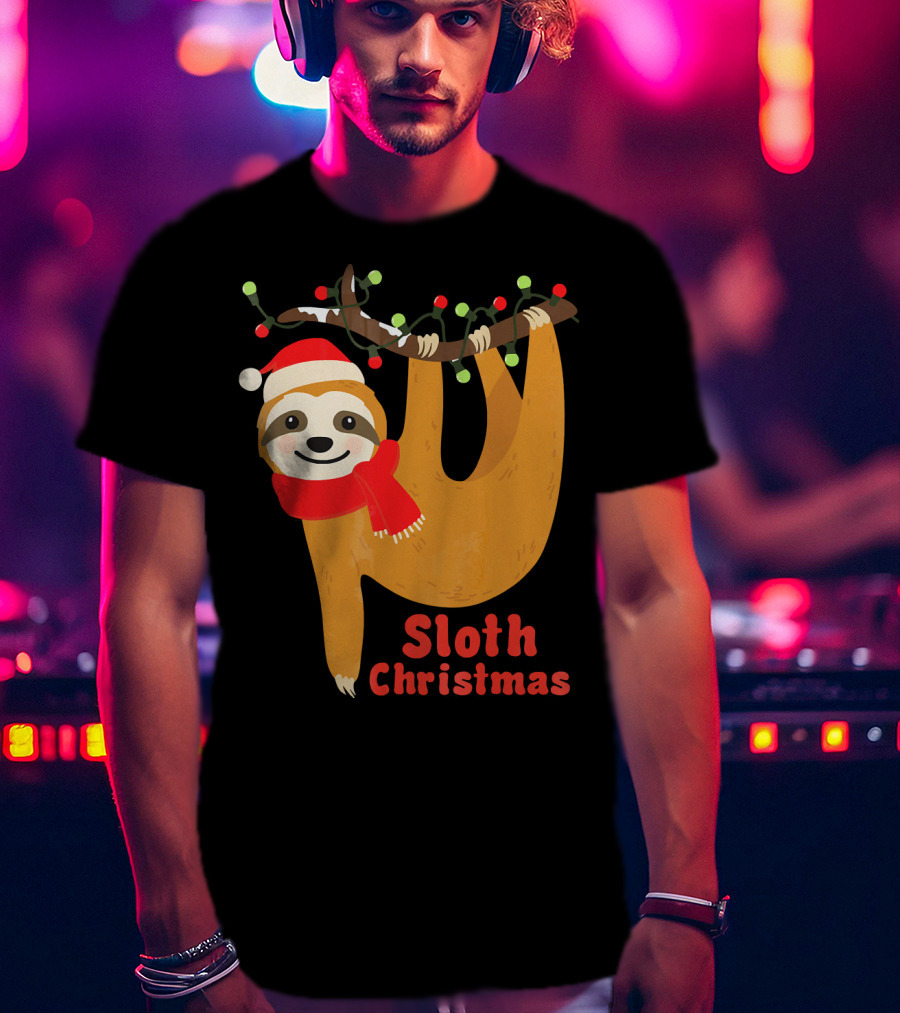 Sloth Christmas Funny Hanging Holiday Sloth T-Shirt