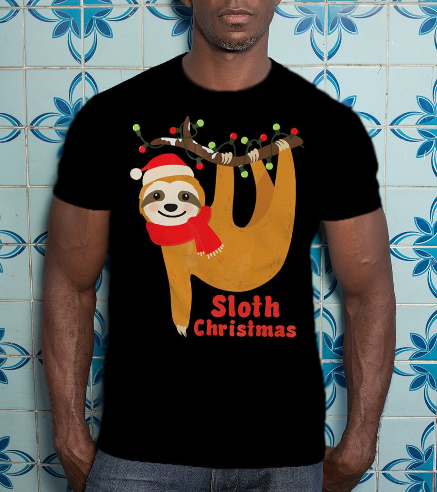 Sloth Christmas Funny Hanging Holiday Sloth T-Shirt