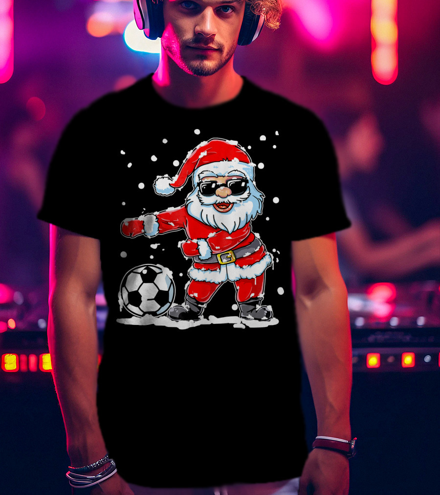 Christmas Flossing Santa Soccer T-Shirt
