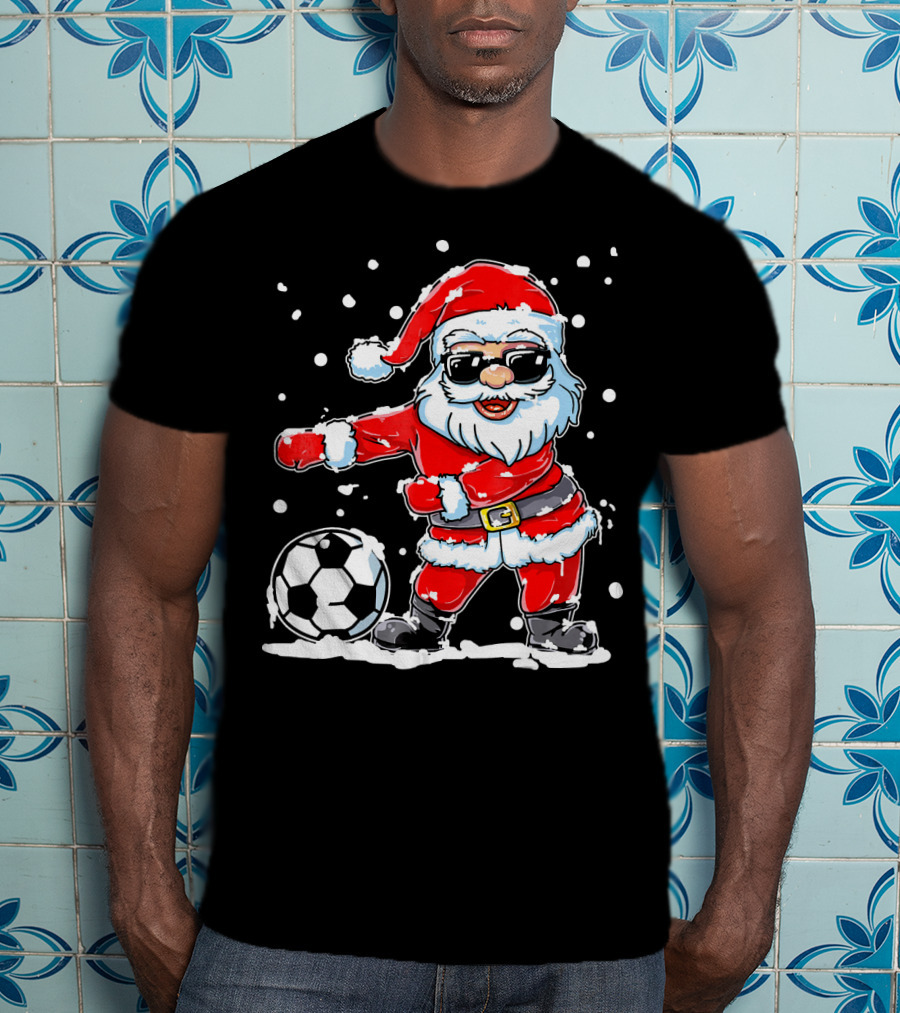 Christmas Flossing Santa Soccer T-Shirt