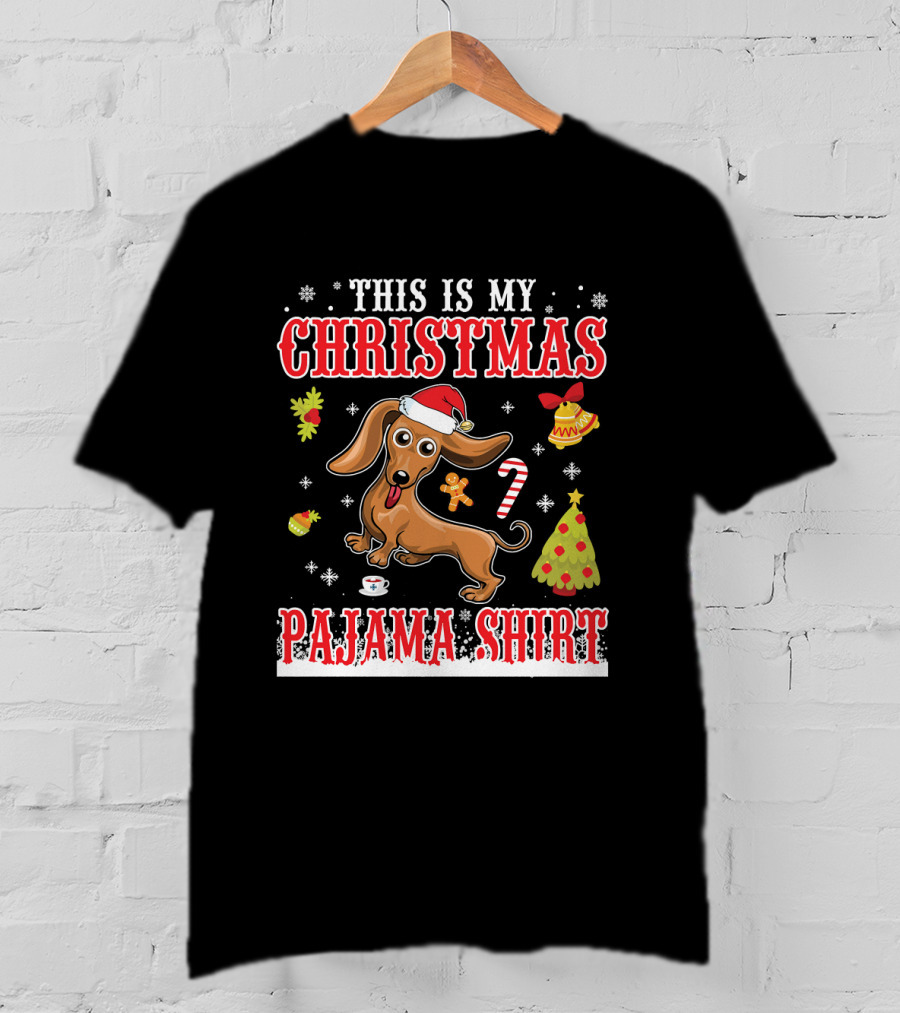 This Is My Christmas Pajama Shirt Dachshund Dog Holiday T-Shirt