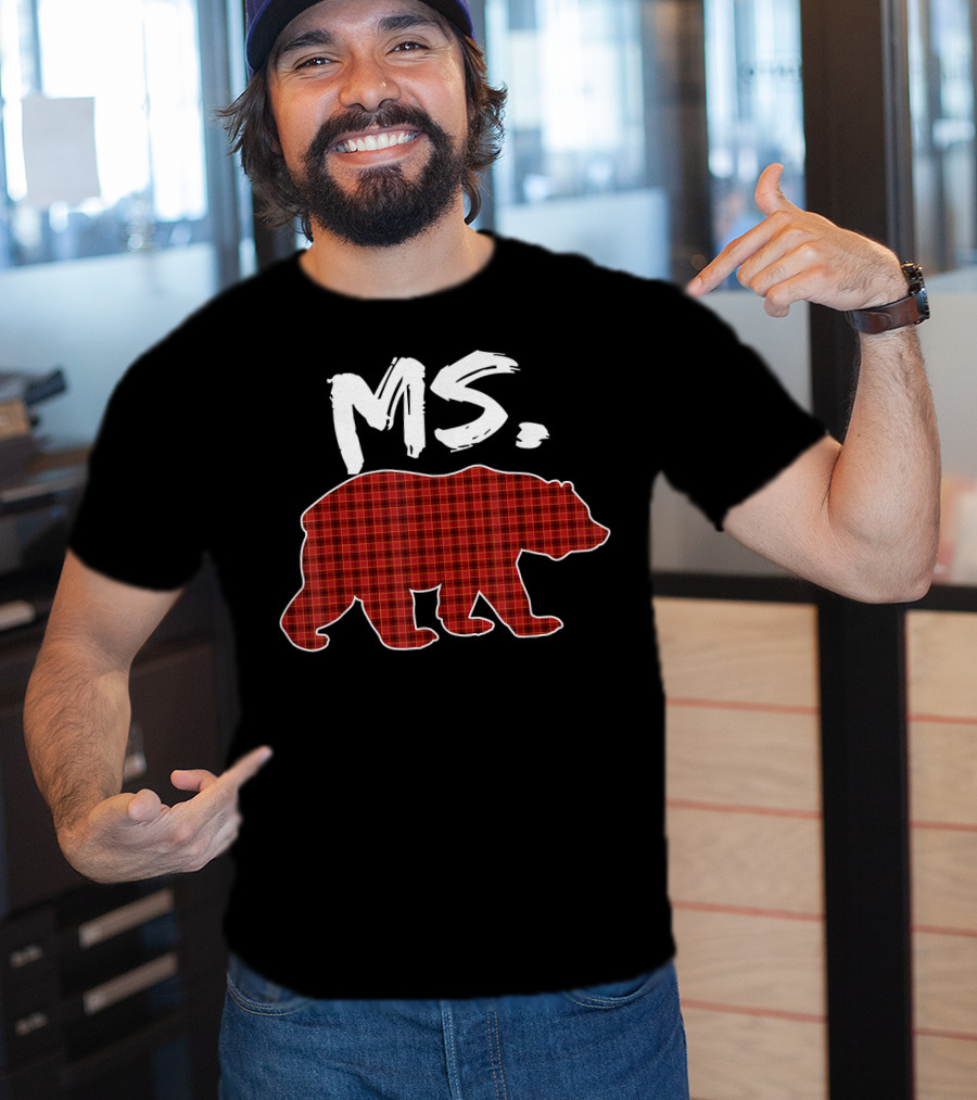 MS Red Plaid Bear Christmas T-Shirt