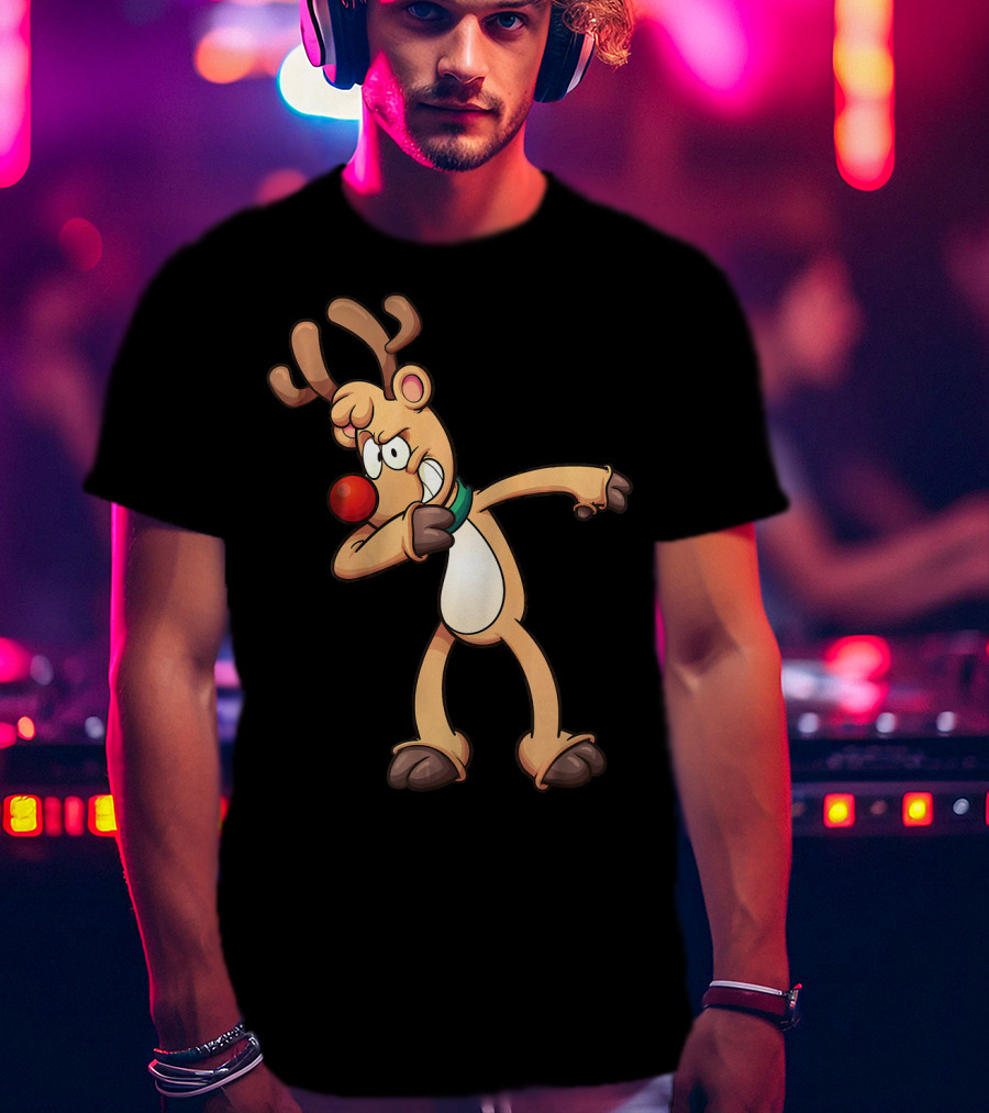 Rudolph Dabbing Reindeer Christmas Dance Antlers T-Shirt