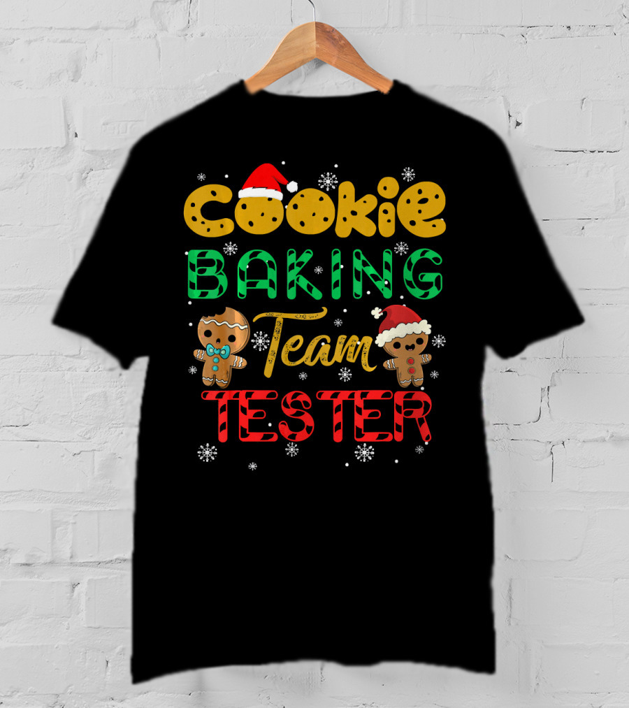 Cookie Baking Team Tester Gingerbread Santa Hats Winter Snowflakes T-Shirt