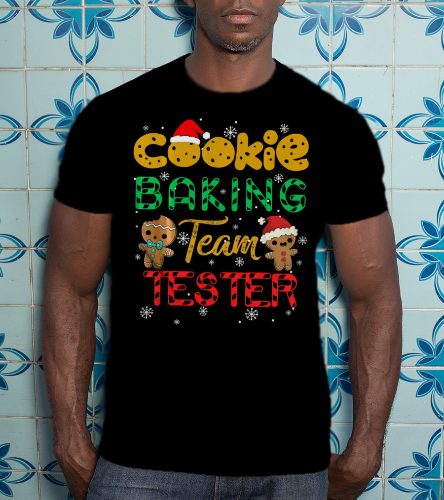 Cookie Baking Team Tester Gingerbread Santa Hats Winter Snowflakes T-Shirt