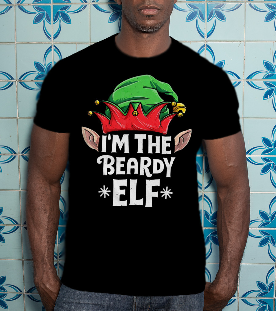 I'm The Beardy Elf Holiday Humor With Santa's Little Helper Hat T-Shirt