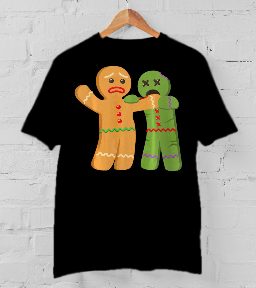 Gingerbread Zombie Funny Biting Cookie Humor Halloween T-Shirt