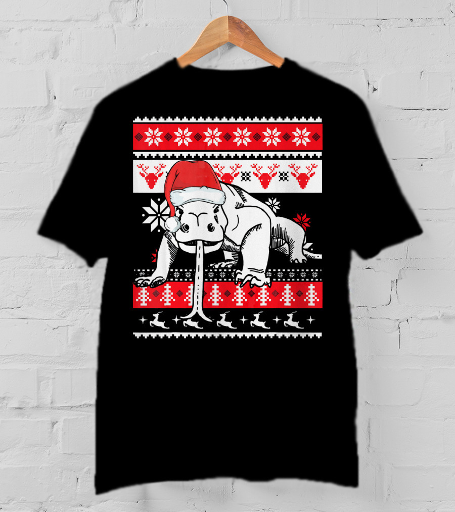 Ugly Christmas Komodo Dragon Reptile Santa Holiday T-Shirt