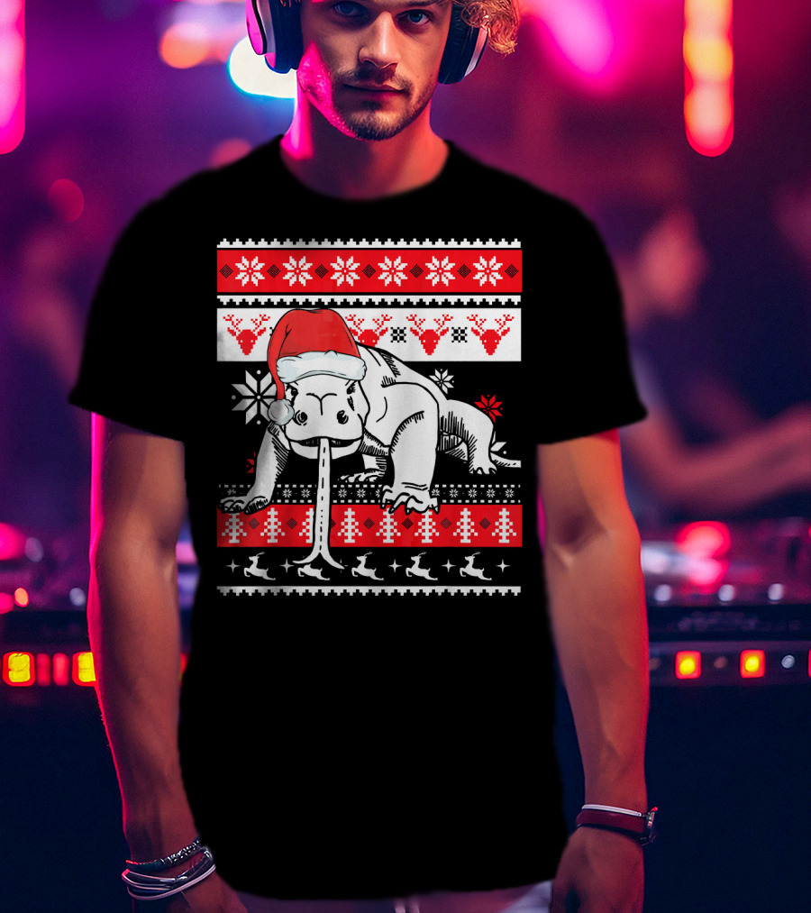 Ugly Christmas Komodo Dragon Reptile Santa Holiday T-Shirt