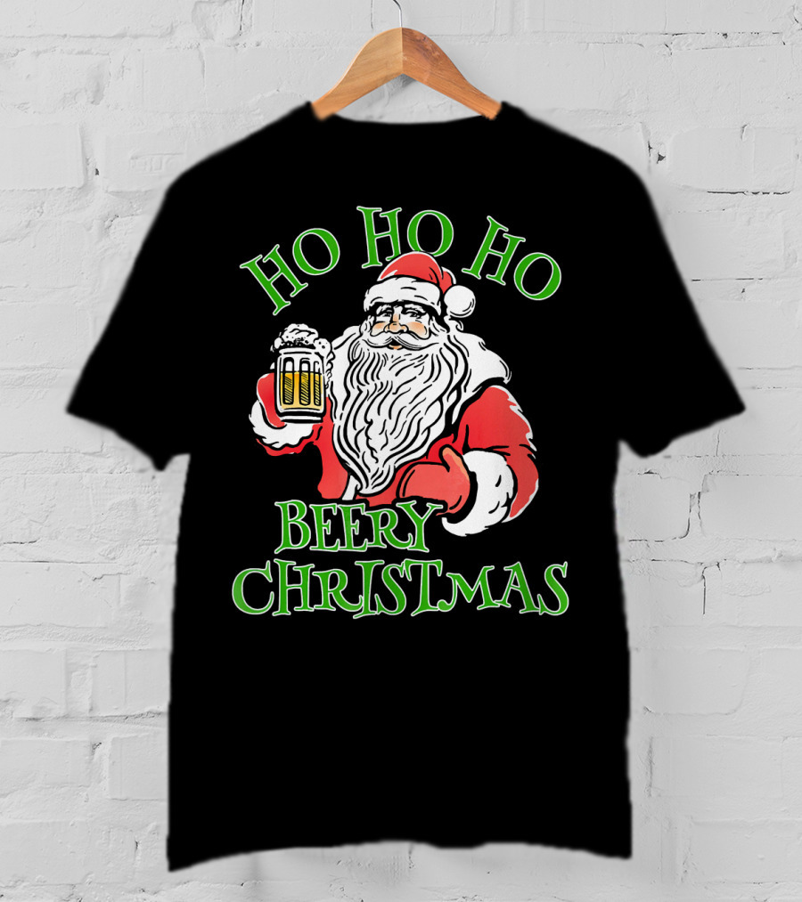 Ho Ho Ho Beery Christmas Santa With Beer T-Shirt