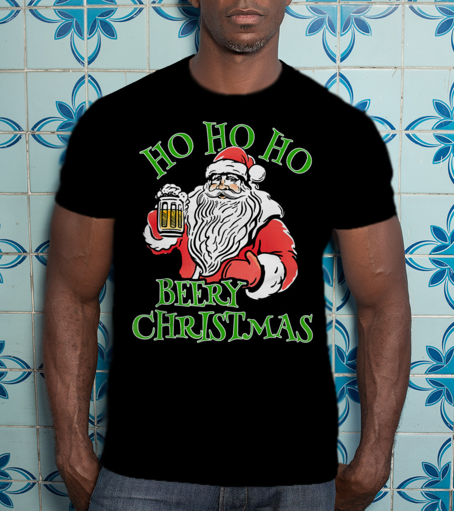 Ho Ho Ho Beery Christmas Santa With Beer T-Shirt