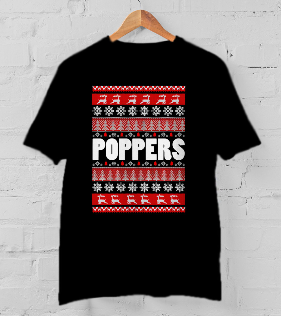POPPERS Reindeer Christmas Snowflakes Trees Grandpa T-Shirt