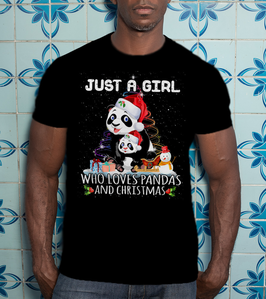Just A Girl Who Loves Pandas And Christmas T-Shirt