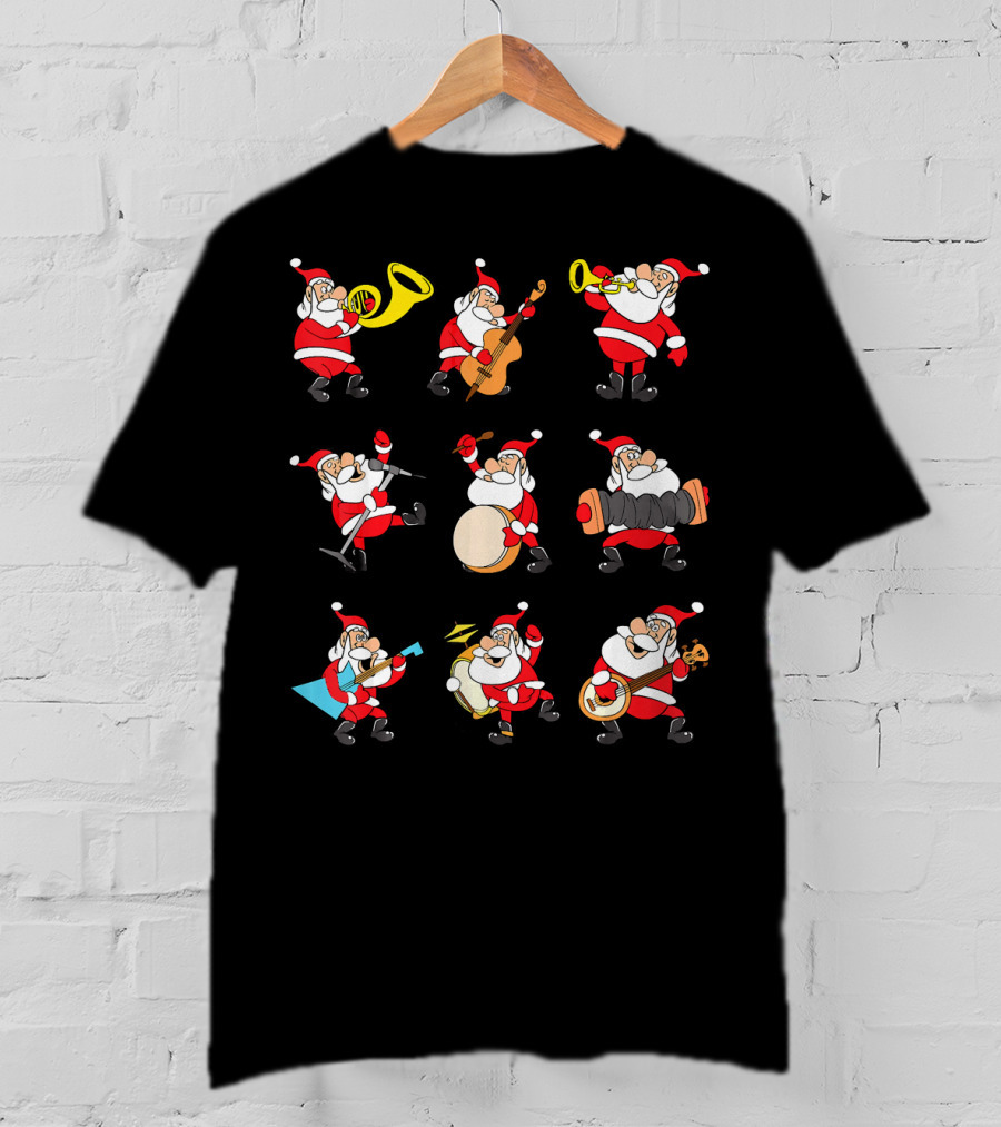 Santa Claus Playing Musical Instruments Ensemble T-Shirt