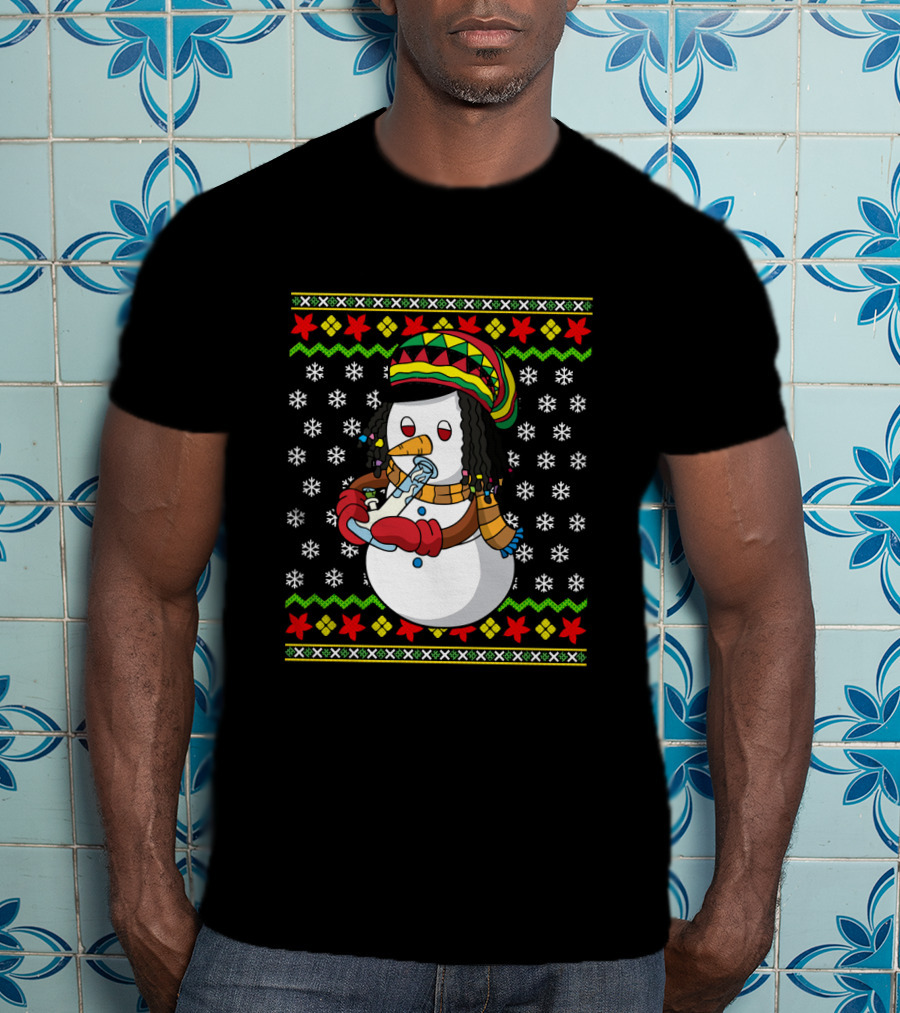 Marijuana Snowman Cannabis Ugly Sweater Rasta T-Shirt