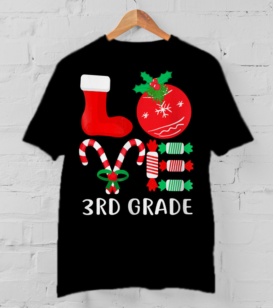 Candy Cane Christmas 3rd Grade Holiday T-Shirt