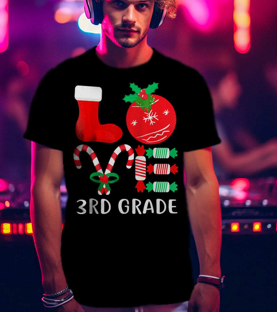 Candy Cane Christmas 3rd Grade Holiday T-Shirt
