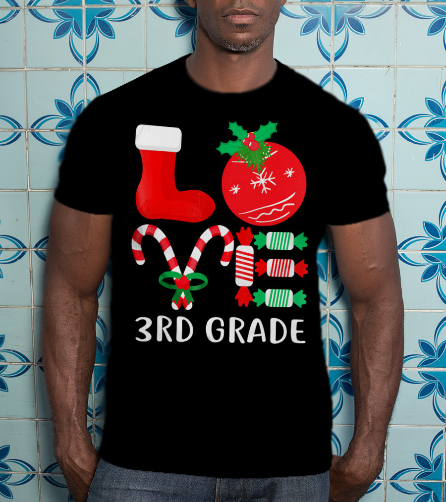 Candy Cane Christmas 3rd Grade Holiday T-Shirt