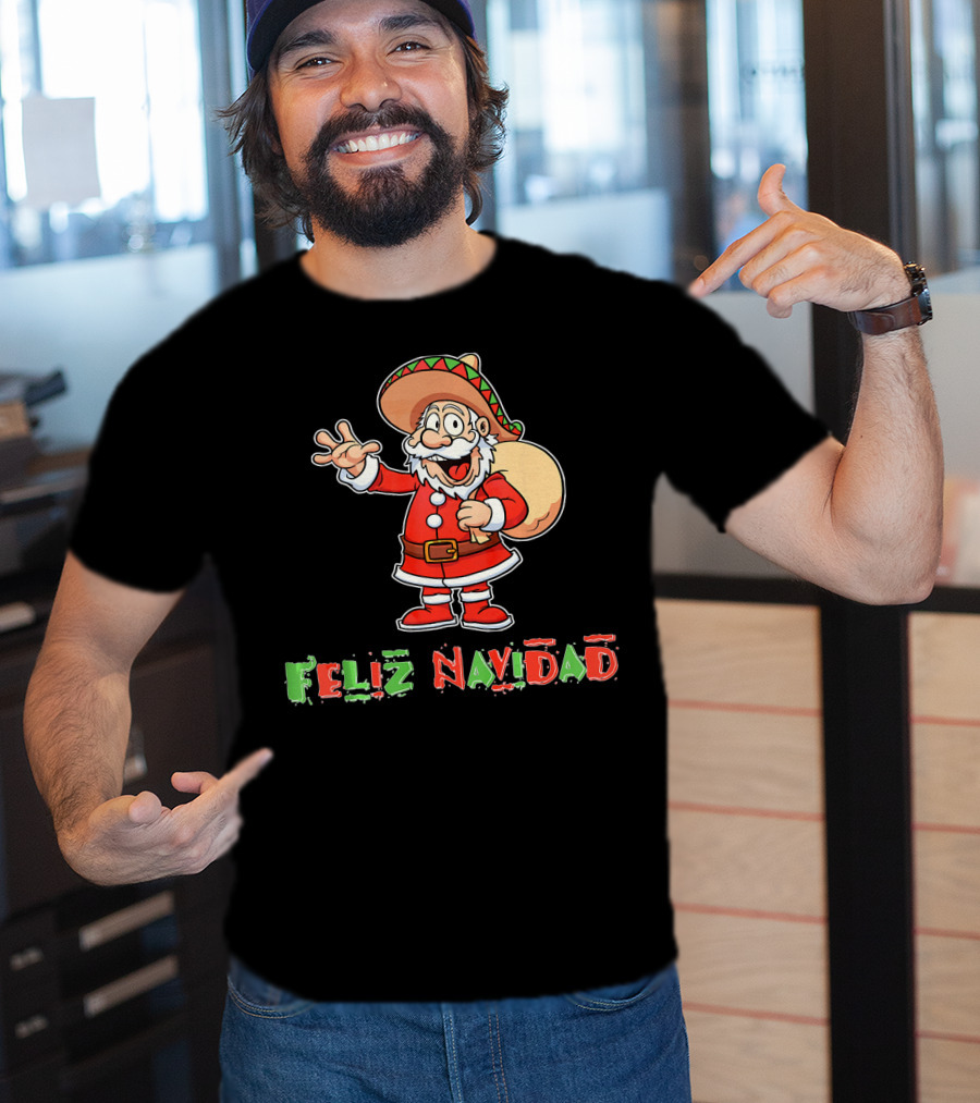 Feliz Navidad Mexican Santa Mexi Sombrero T-Shirt