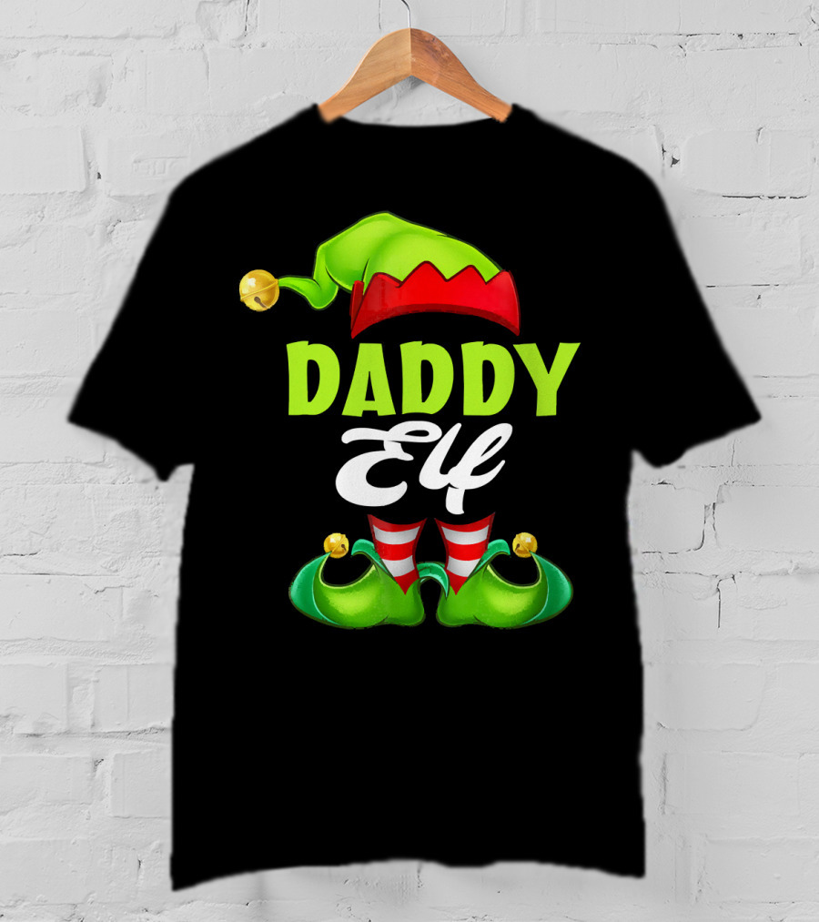 Daddy Elf Christmas Hat And Shoes T-Shirt
