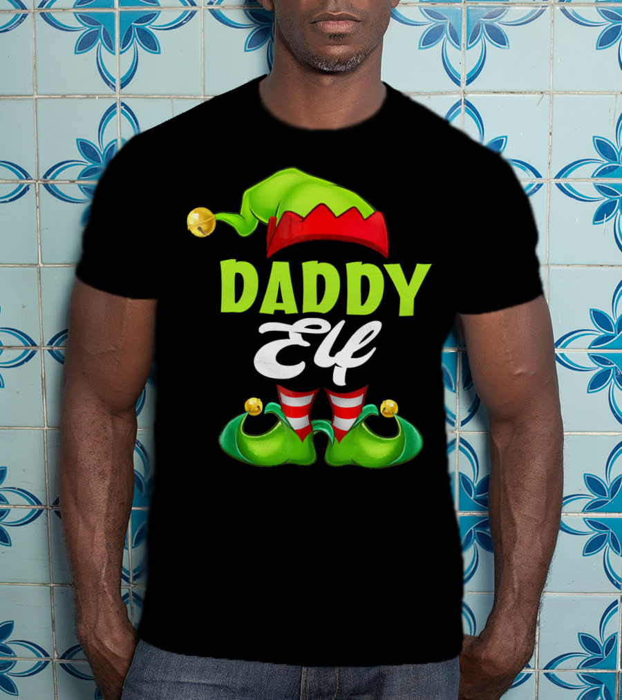 Daddy Elf Christmas Hat And Shoes T-Shirt