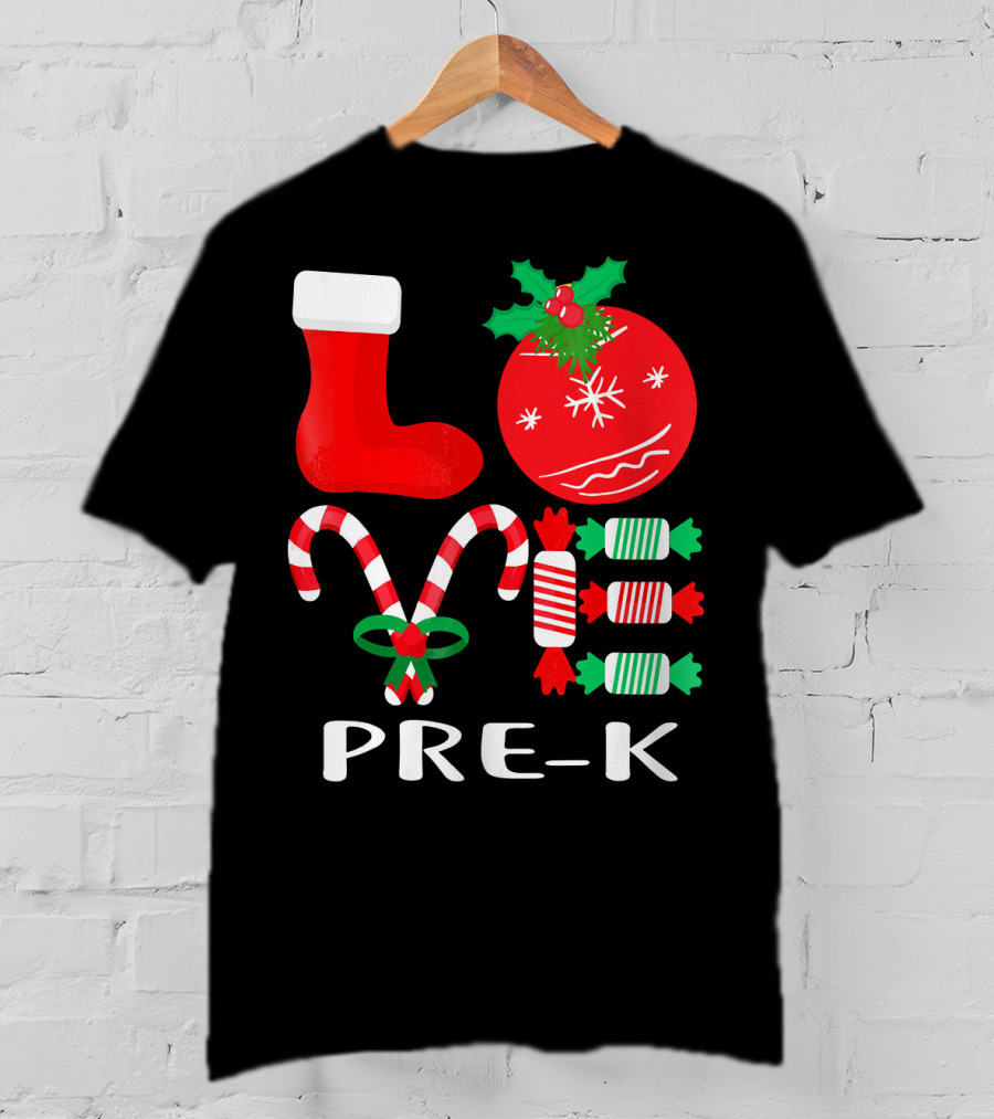 Candy Cane Christmas Stocking Ornament Pre-K T-Shirt
