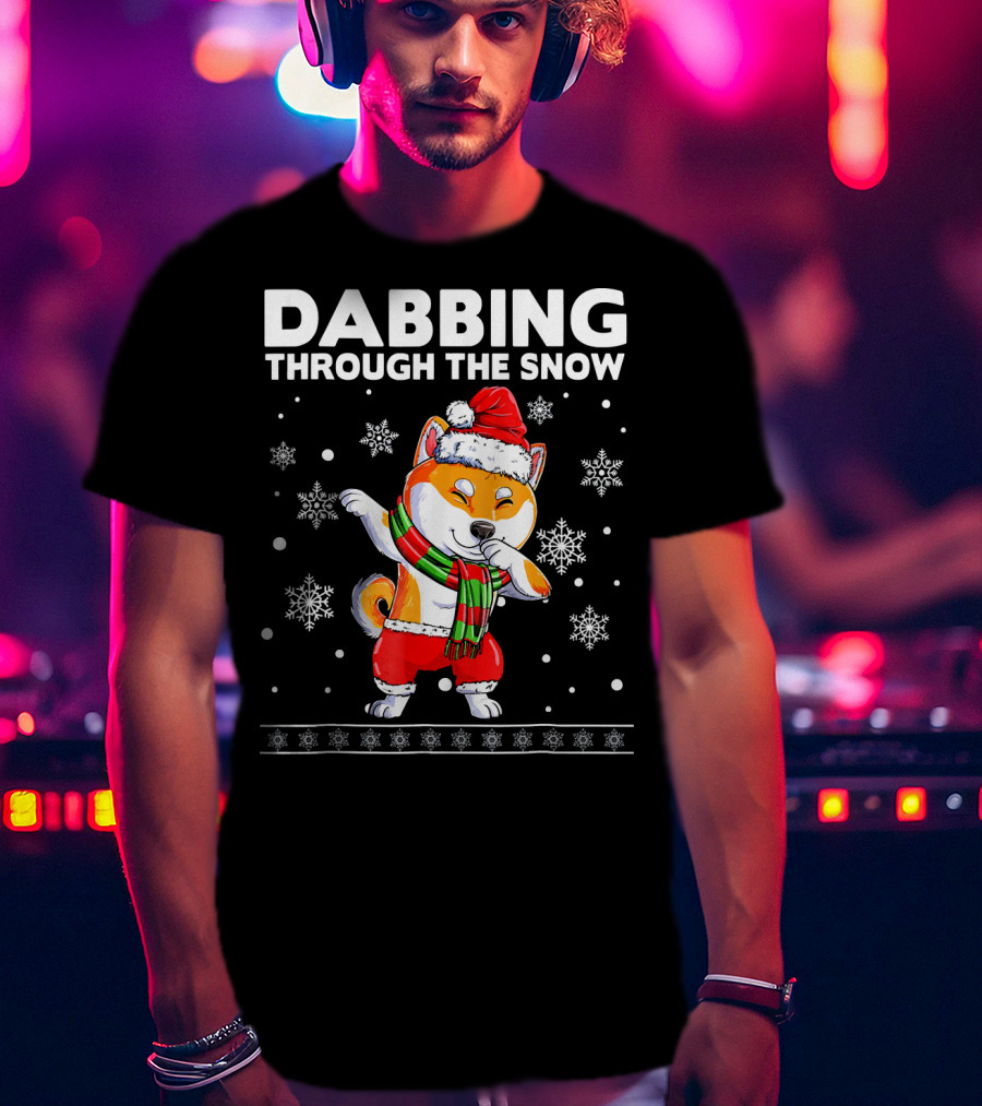 Dabbing Through The Snow Shiba Inu Santa T-Shirt
