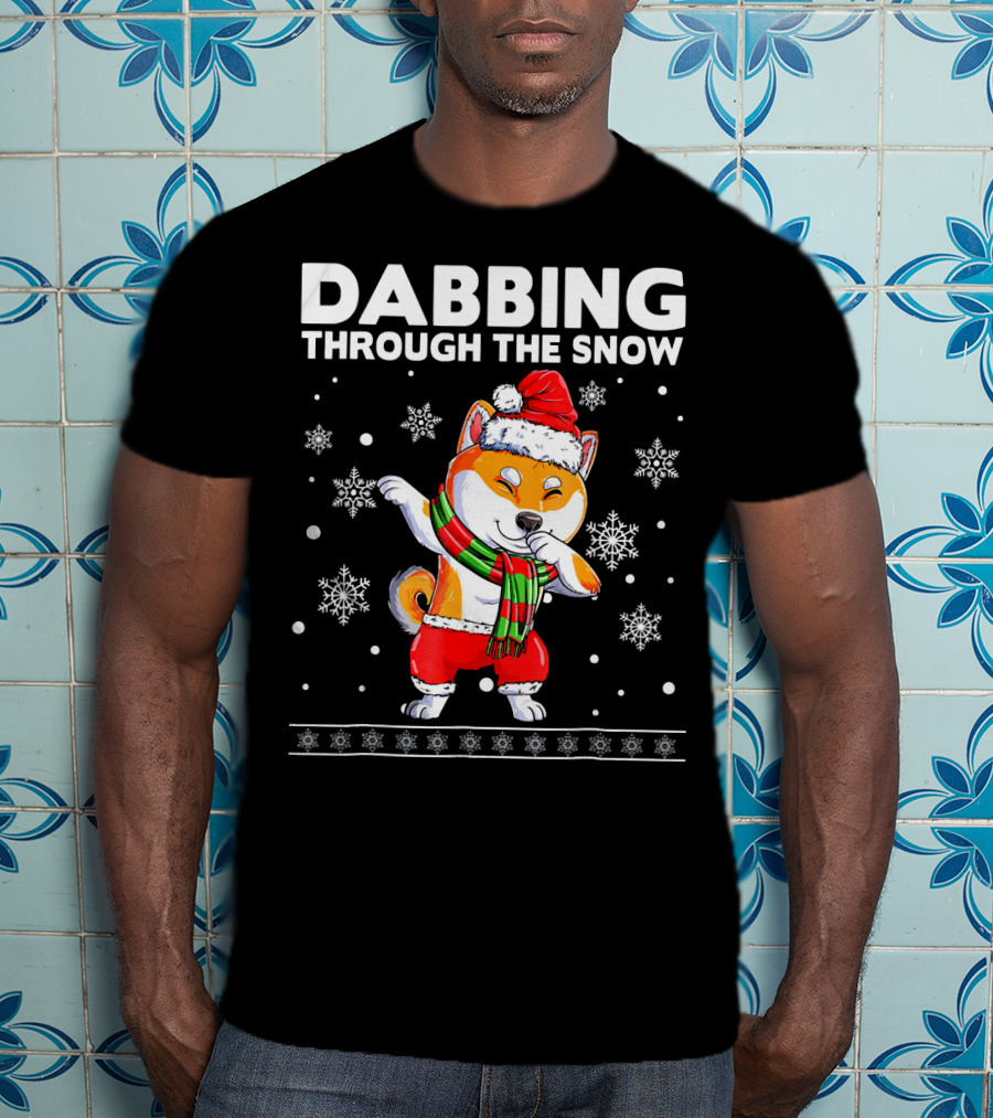 Dabbing Through The Snow Shiba Inu Santa T-Shirt