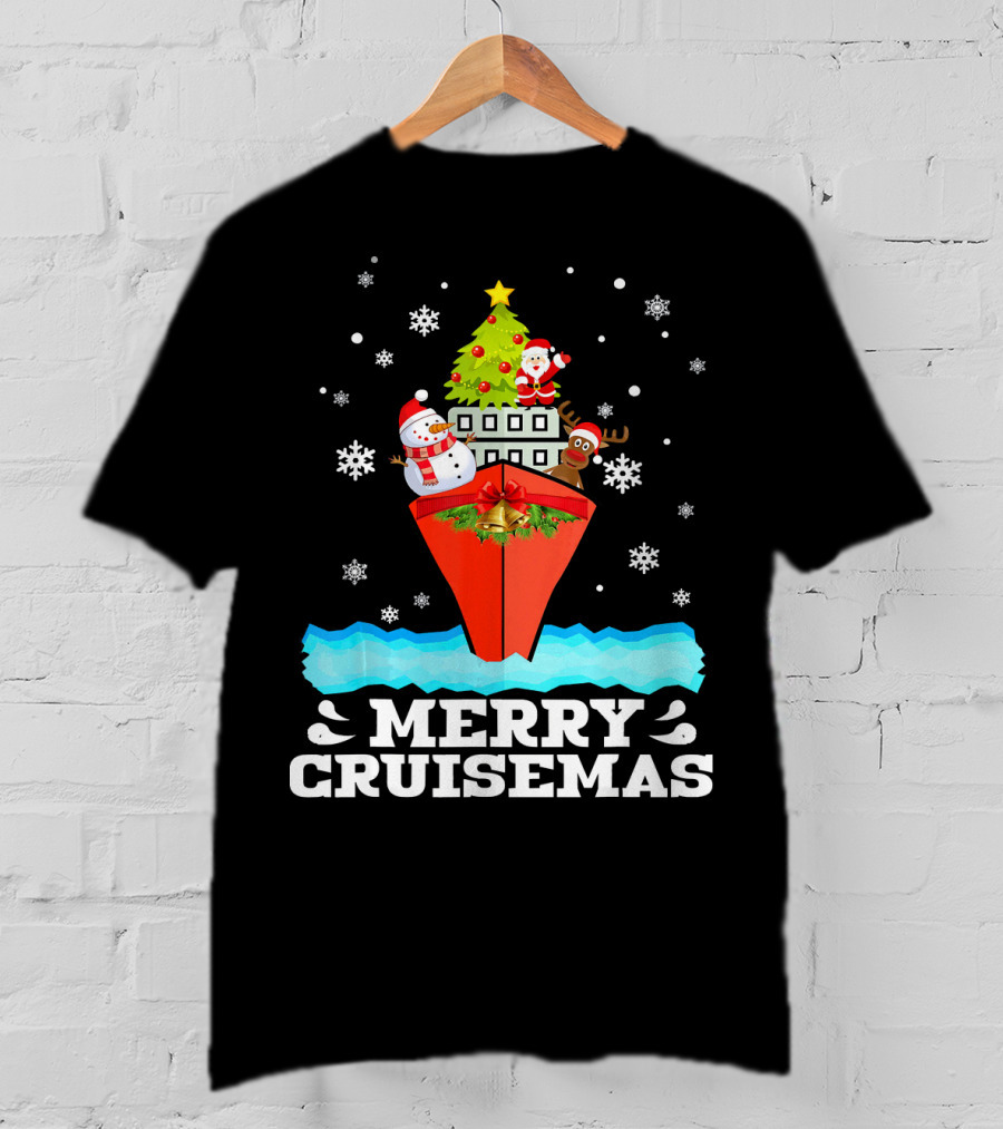Merry Cruisemas Christmas Cruise With Santa And Snowman Caribbean Holiday T-Shirt