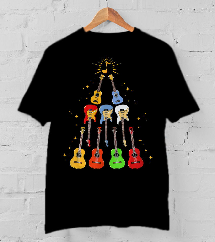 Guitar Christmas Tree Musical Funny Singer Instrument Holiday Display T-Shirt