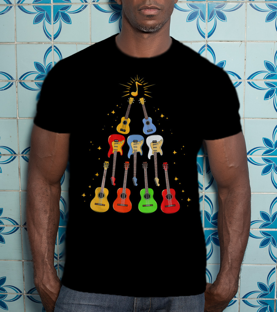 Guitar Christmas Tree Musical Funny Singer Instrument Holiday Display T-Shirt