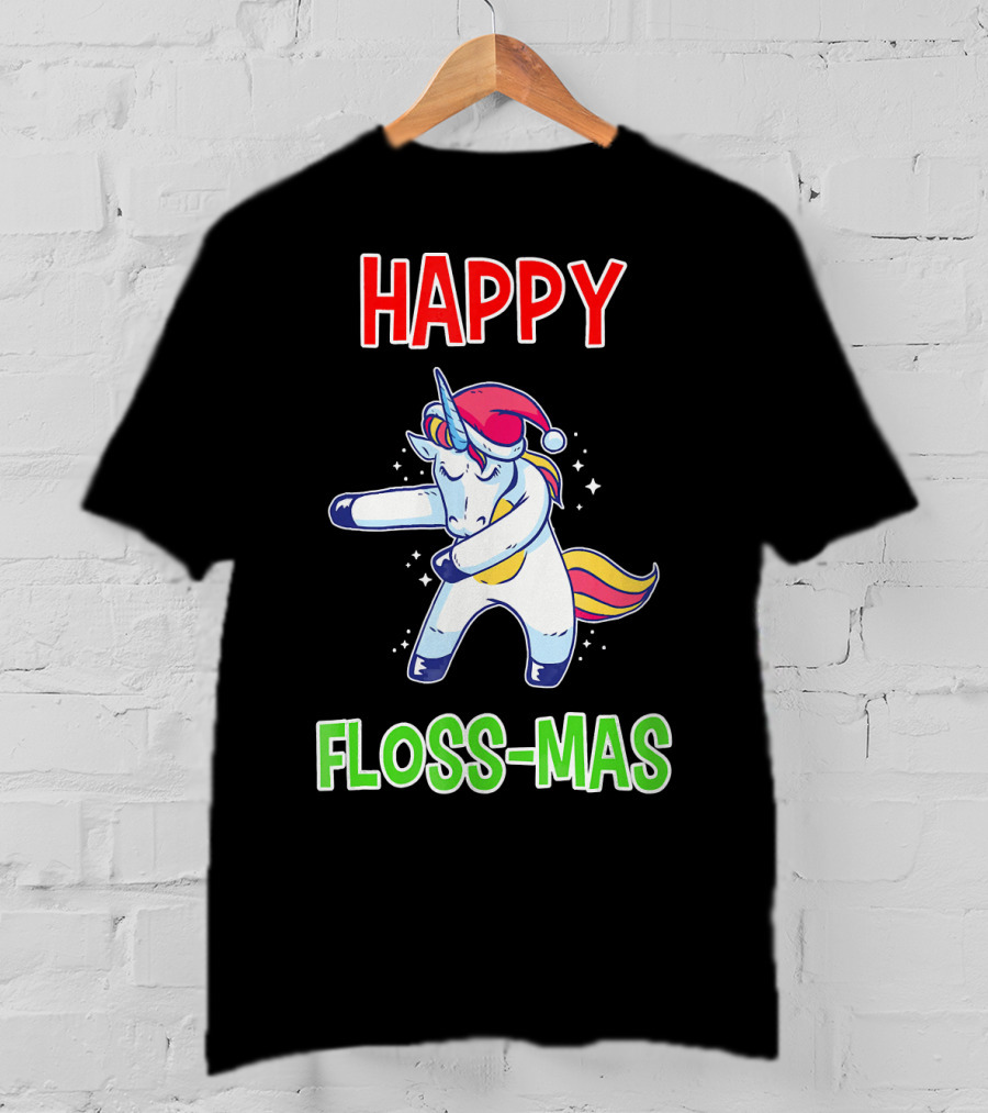 HAPPY FLOSS-MAS Unicorn Christmas Floss T-Shirt