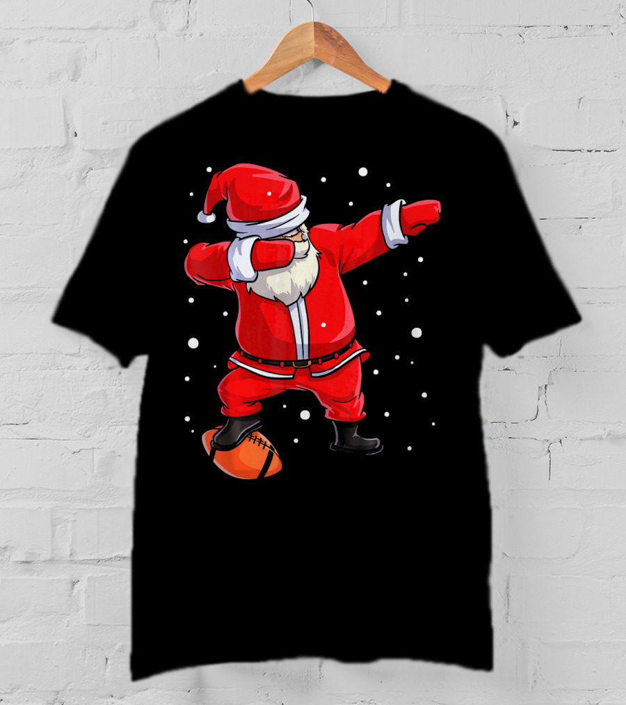 Santa Dabbing With Football Snowflakes T-Shirt
