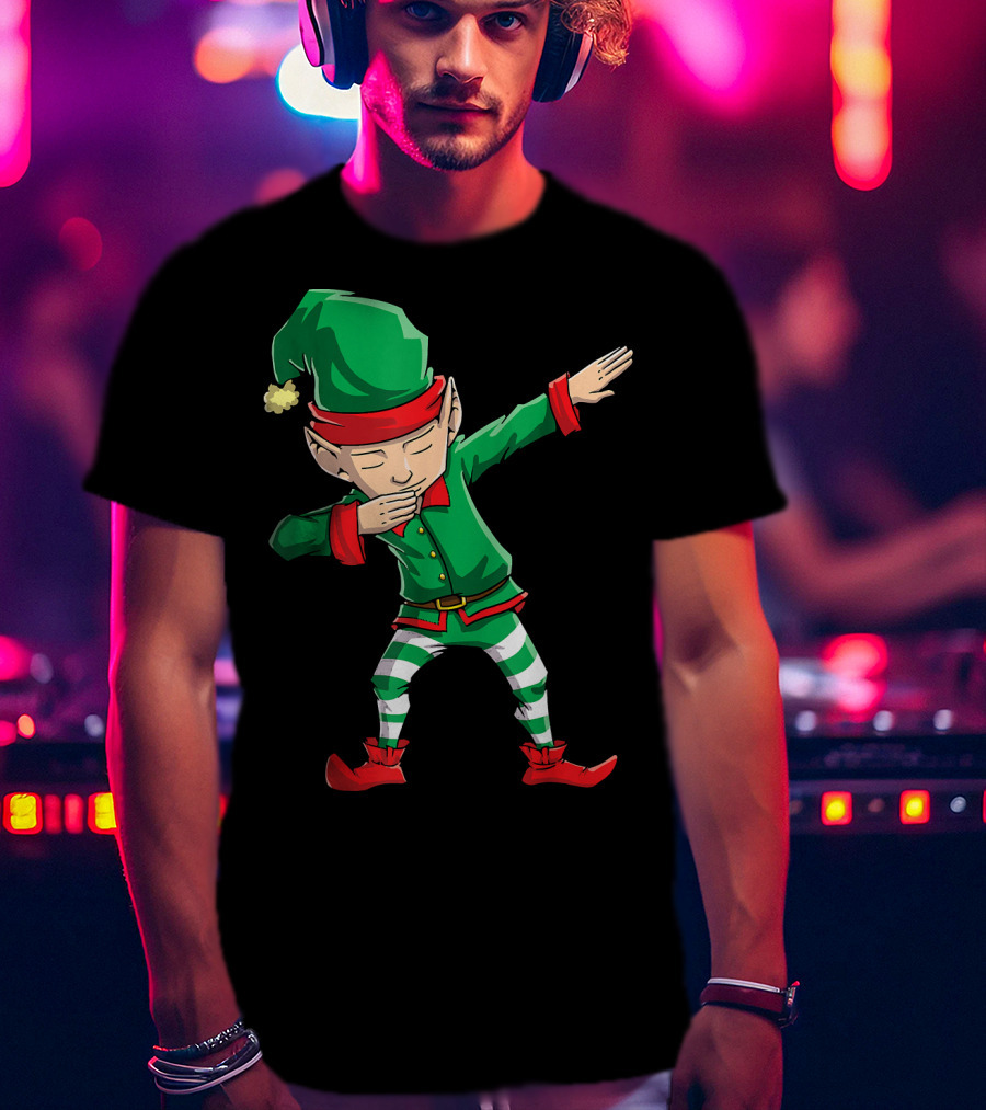 Christmas Dabbing Elf Squad Festive Dance Gesture T-Shirt