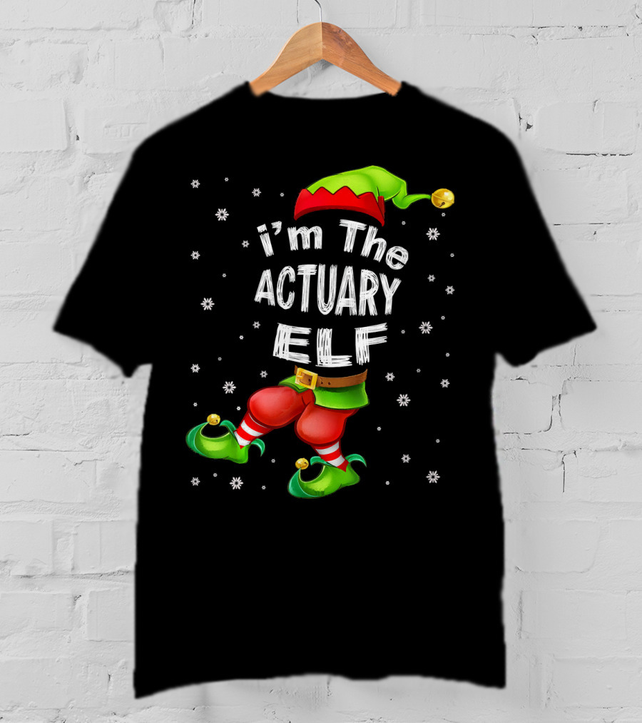 I'm The Actuary Elf Matching Family Group Christmas Snowflakes T-Shirt