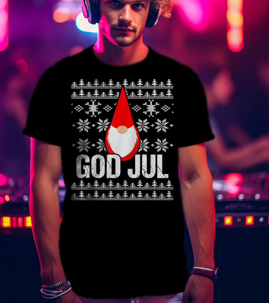God Jul Gnome Tomte Christmas Nordic T-Shirt