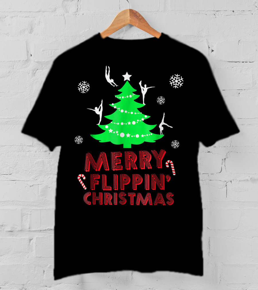 Merry Flippin' Christmas Cute Gymnastics Girls T-Shirt