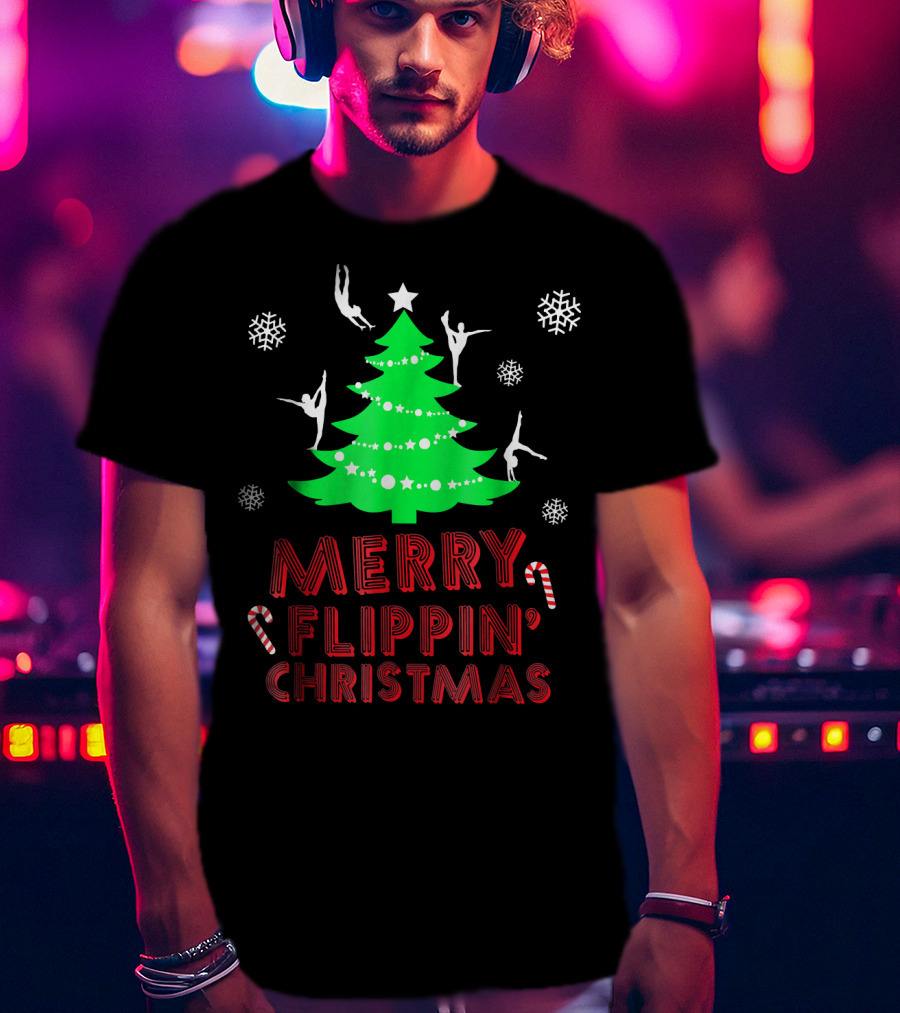 Merry Flippin' Christmas Cute Gymnastics Girls T-Shirt