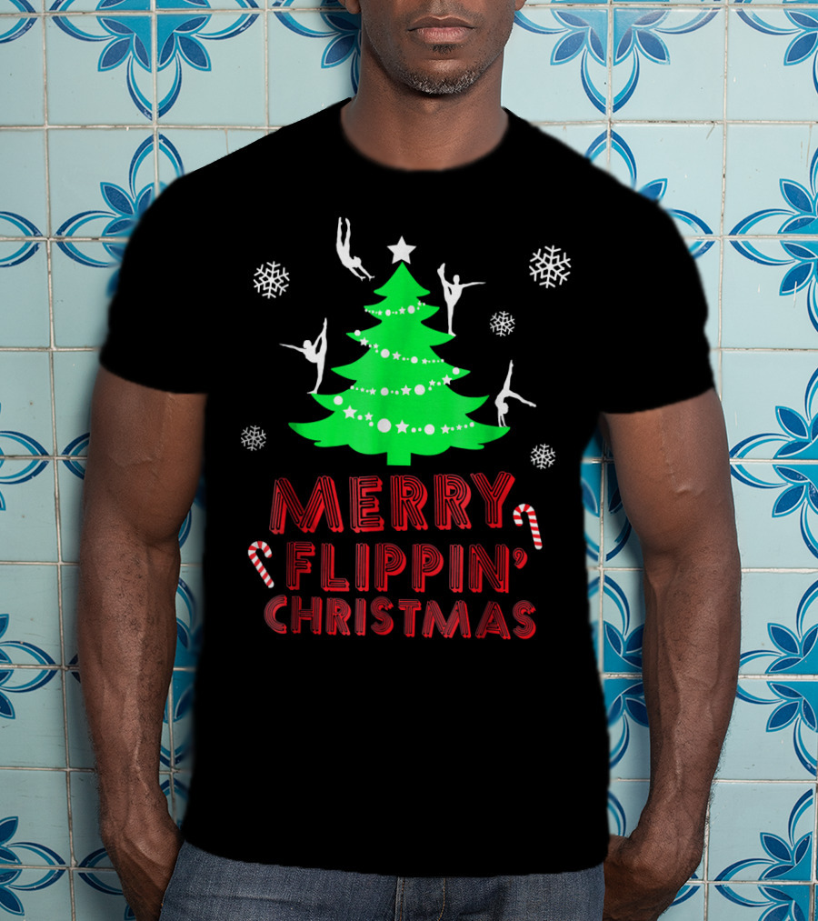 Merry Flippin' Christmas Cute Gymnastics Girls T-Shirt