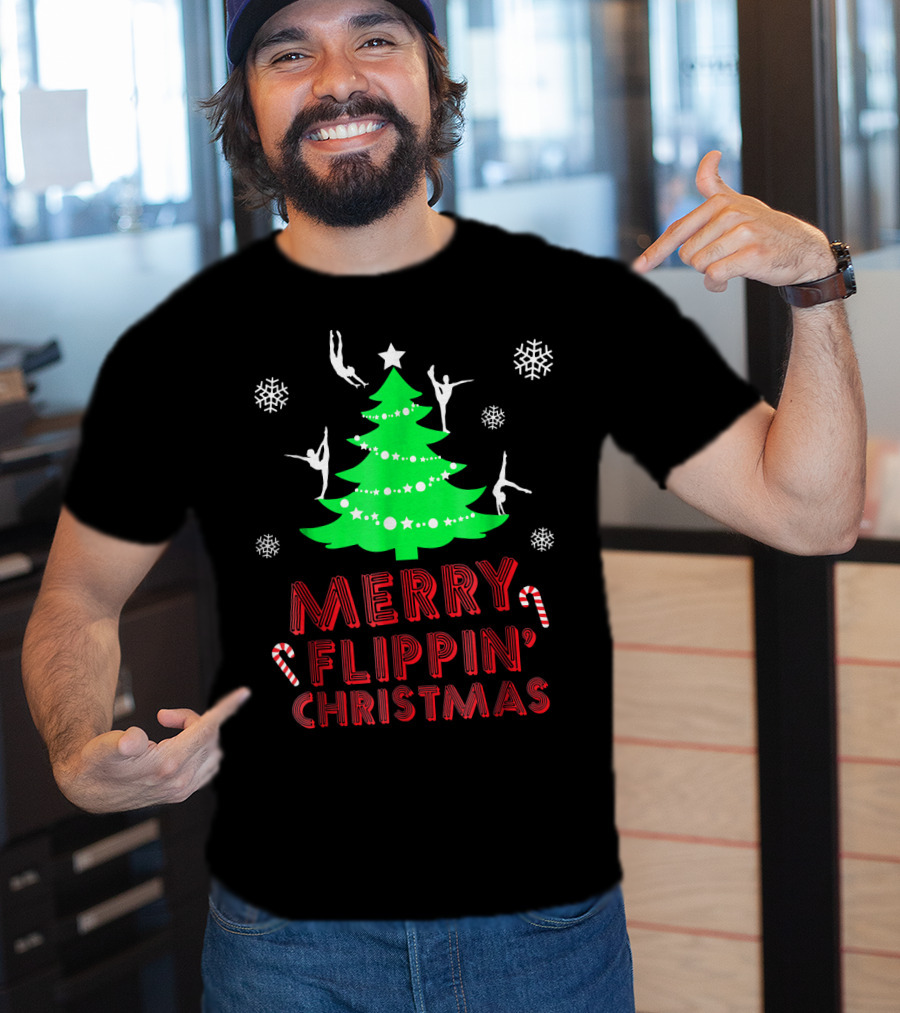 Merry Flippin' Christmas Cute Gymnastics Girls T-Shirt